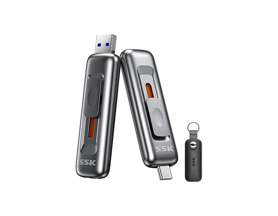 SSK 128 GB Disco Duro Externo SSD, 560 MB/s, USB C y A, portátil 2 en 1 OTG