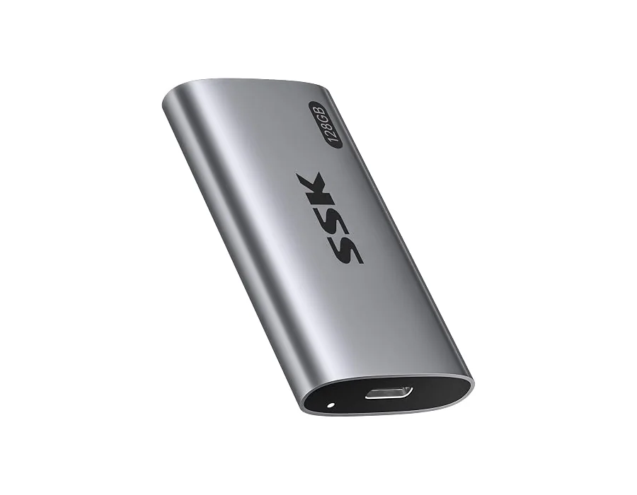 SSK SSD Externo portátil de 128 GB, hasta 550 MB/s Ultra Speed USB3.2 Gen2 Unidad de Estado sólido Externa USB-C Mini SSD Externo para computadora portátil, Dispositivos Tipo C