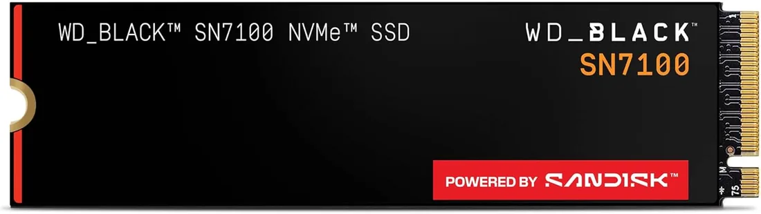 WD_BLACK SN7100 500GB NVMe SSD, M.2 2280, Velocidades hasta 6800 MB/s, Next Gen TLC 3D NAND, WD_BLACK Dashboard, para Ordenadores y Consolas portátiles