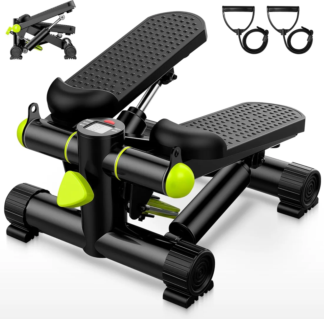 JUPPLIES Mini Stepper con Bandas Elásticas - Stepper Fitness de Acero, Pistón Hidráulico Silencioso, Pantalla LCD, Resistencia Ajustable y Pedales Antideslizantes para Tonificar y Quemar Grasa en Casa foto 3