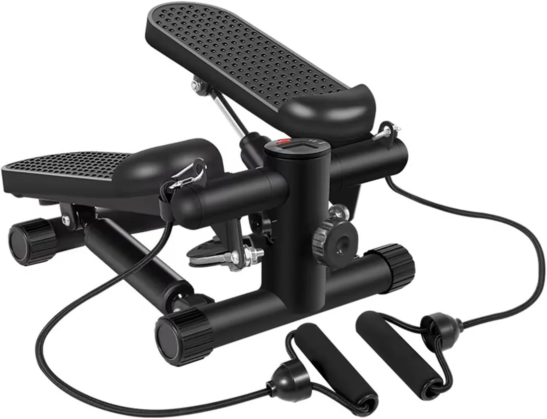 Máquina de Step para Casa, Mini Esccaladora Portátil con Bandas Elásticas y Resistencia Ajustable, Cardio Bajo Impacto con Monitor LCD – Silenciosa para Piernas y Glúteos foto 2