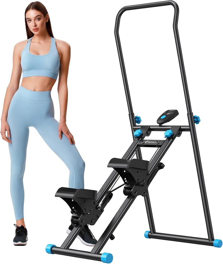 MERACH Stepper Fitness Casa,2025 Nuevo Stepper Deportivo,Maquina de Subir Escaleras,Aparato Compacto de Ejercicio Cardio para el Hogar con Pantalla LCD y 3 Alturas Ajustables foto 2