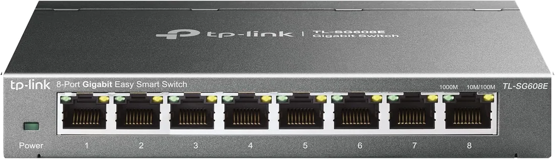 TP-Link TL-SG608E - Switch ethernet Gigabit, 8 Puertos, Gestionable, Metal | 8 Puertos Gigabit. Plug & Play, No Necesita Configuración. Diseño sin Ventilador, Silencioso. Carcasa Metálica. QoS y VLAN.