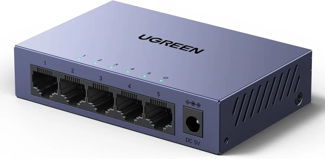 UGREEN 5 Puertos Switch Ethernet Gestionable de Red 1000Mbps | Hub RJ45 Plug and Play QoS VLAN Agregación de Enlaces Bajo Consumo Carcasa Metálica Resistente foto 2