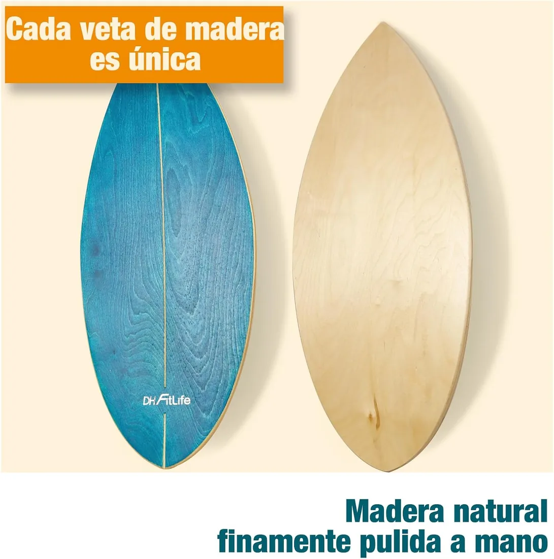 DH FitLife Tabla de Equilibrio de Madera, Balance Board con Rodillo y Bola | Rocker Shape｜Madera de abedul｜Hasta 150 kg｜Core y coordinación｜Uso interior foto 3