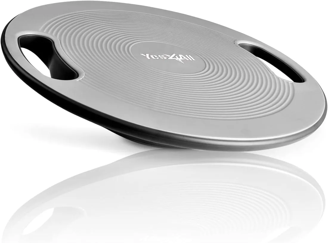 Yes4All Tavola d'equilibrio oscillante in plastica/Scheda dell'equilibrio Centrale - Tavola oscillante Rotonda per Terapia Fisica, Trainer per Core, Allenamento in Palestra a casa (Starlight Silver)