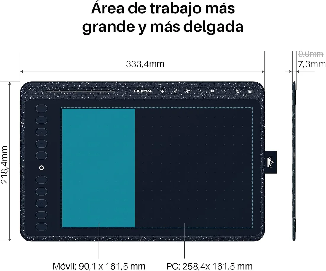 HUION HS611 Tableta Gráfica, Teclas Multimedia BGM foto 3
