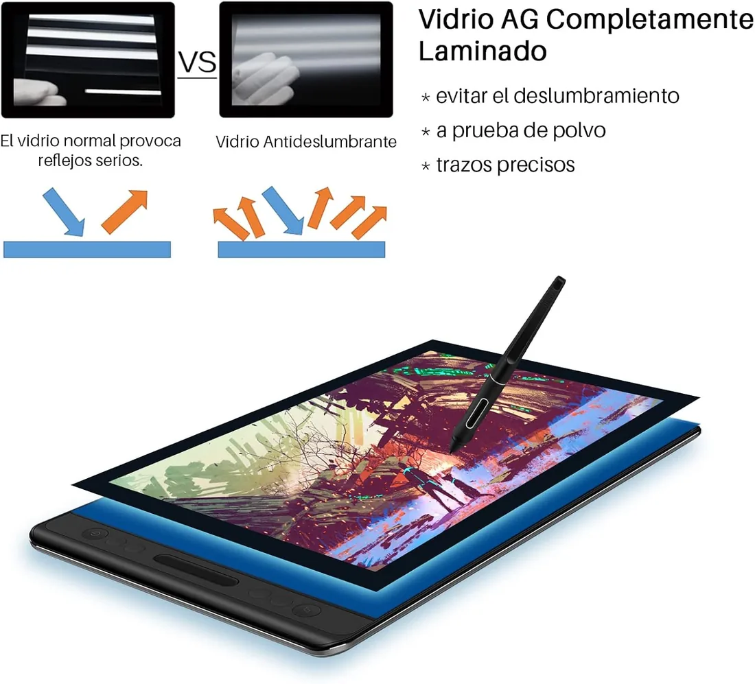 HUION Kamvas Pro 16 Tableta Gráfica con Pantalla,1 Barra Táctil y 6 Botones foto 2