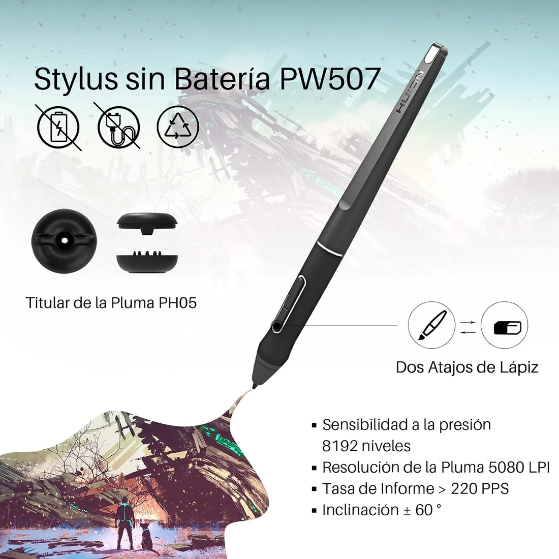 HUION Kamvas Pro 16 Tableta Gráfica con Pantalla,1 Barra Táctil y 6 Botones foto 3