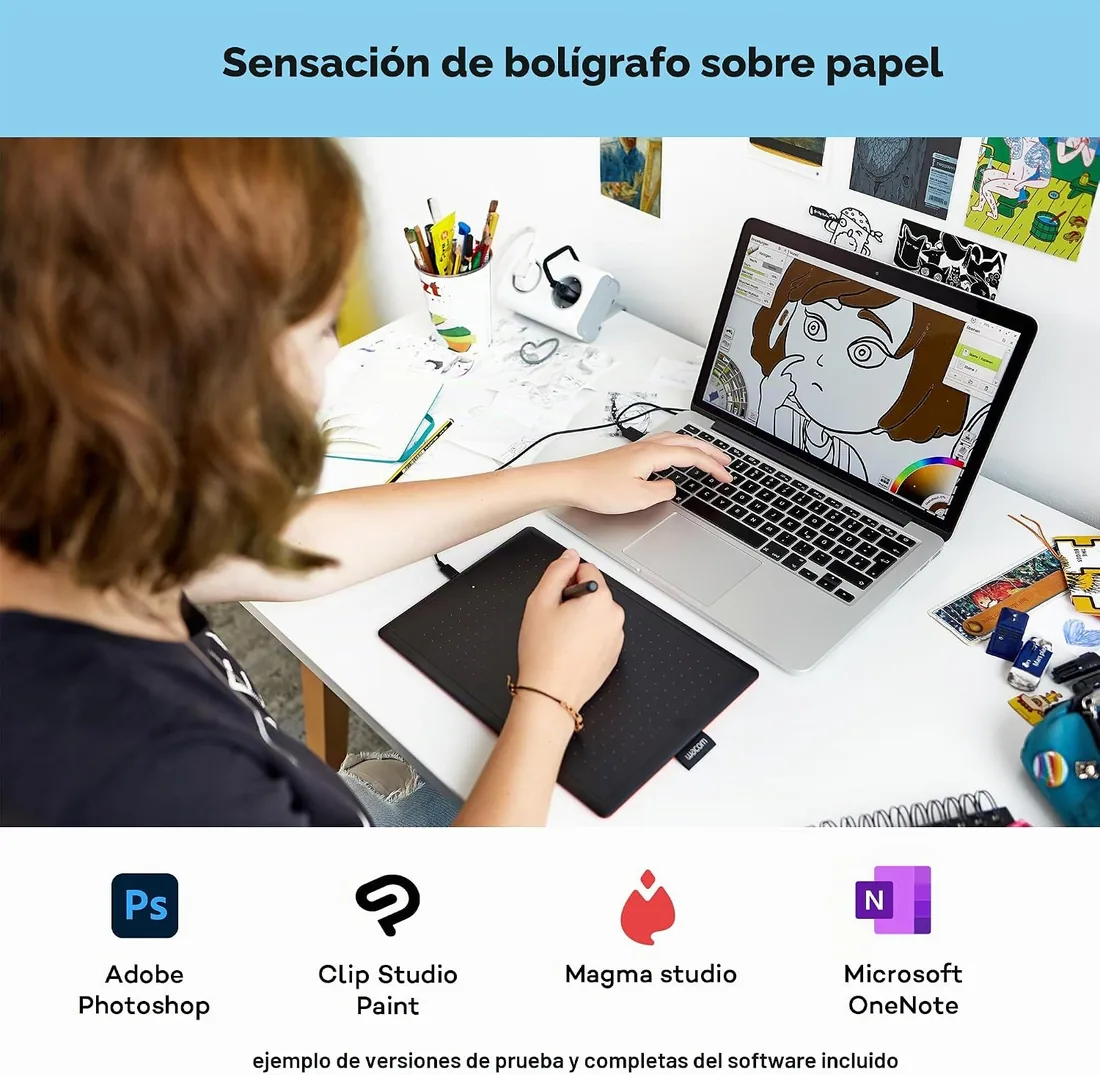 One by Wacom Medium, Tableta de Dibujo, Incl. Wacom Pen 2K sin batería foto 3