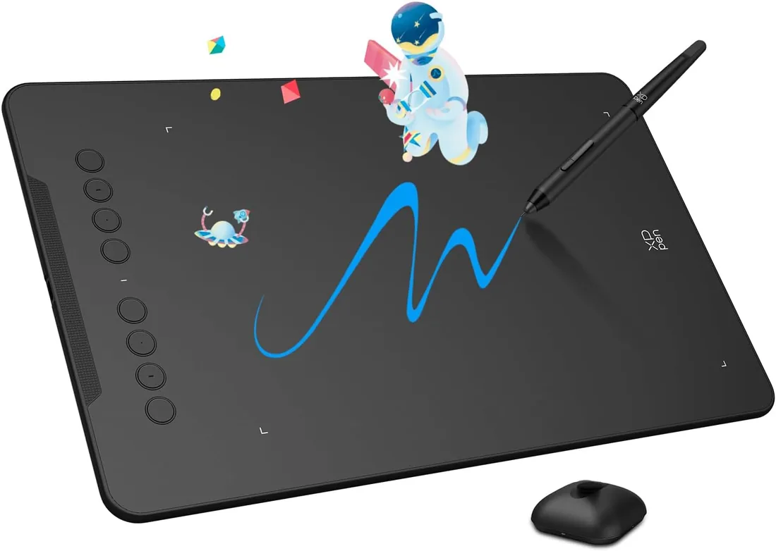 XPPen Deco 01V3 Tableta Gráfica Dibujo Digital 10x6 Pulgadas con Lápiz 16K Niveles, Compatible con Windows, Linux, Mac OS, Chrome OS y Android