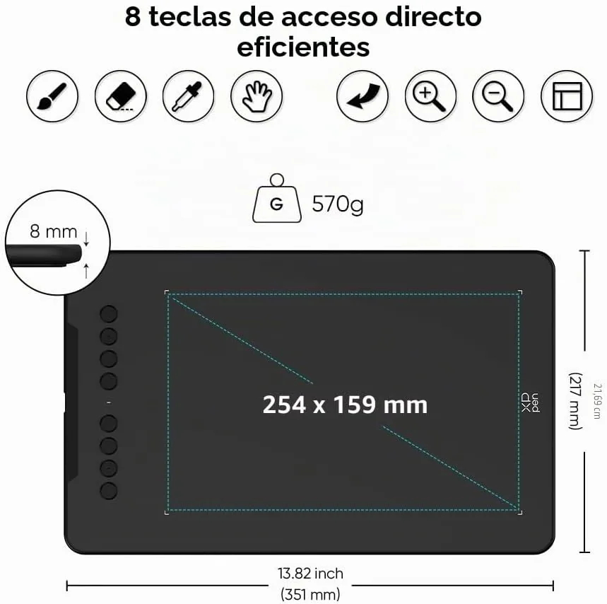 XPPen Deco 01V3 Tableta Gráfica Dibujo Digital 10x6 Pulgadas con Lápiz 16K Niveles, Compatible con Windows, Linux, Mac OS, Chrome OS y Android foto 2