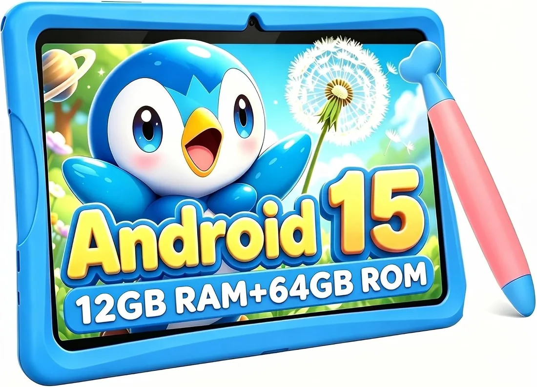TABWEE K10 Tablet para Niños 10 Pulgadas, 12 GB RAM + 64 GB ROM (TF 2TB) | Tableta Infantil con Google Kids Space, Tableta Educativa para Niños con Wi-Fi, Control Parental, Funda Rosa