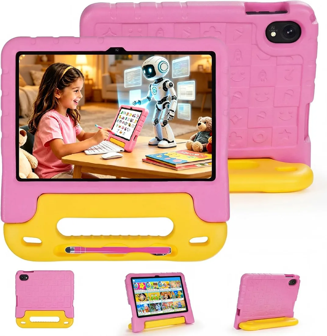 SUMTAB Tablet para Niños 10 Pulgadas Android 15 con 30GB RAM 128GB ROM (mpliable 2 TB), Control Parental, Pantalla IPS HD, GMS Certified, 5G WiFi 6, Protective Antichoque Eva & Estilete