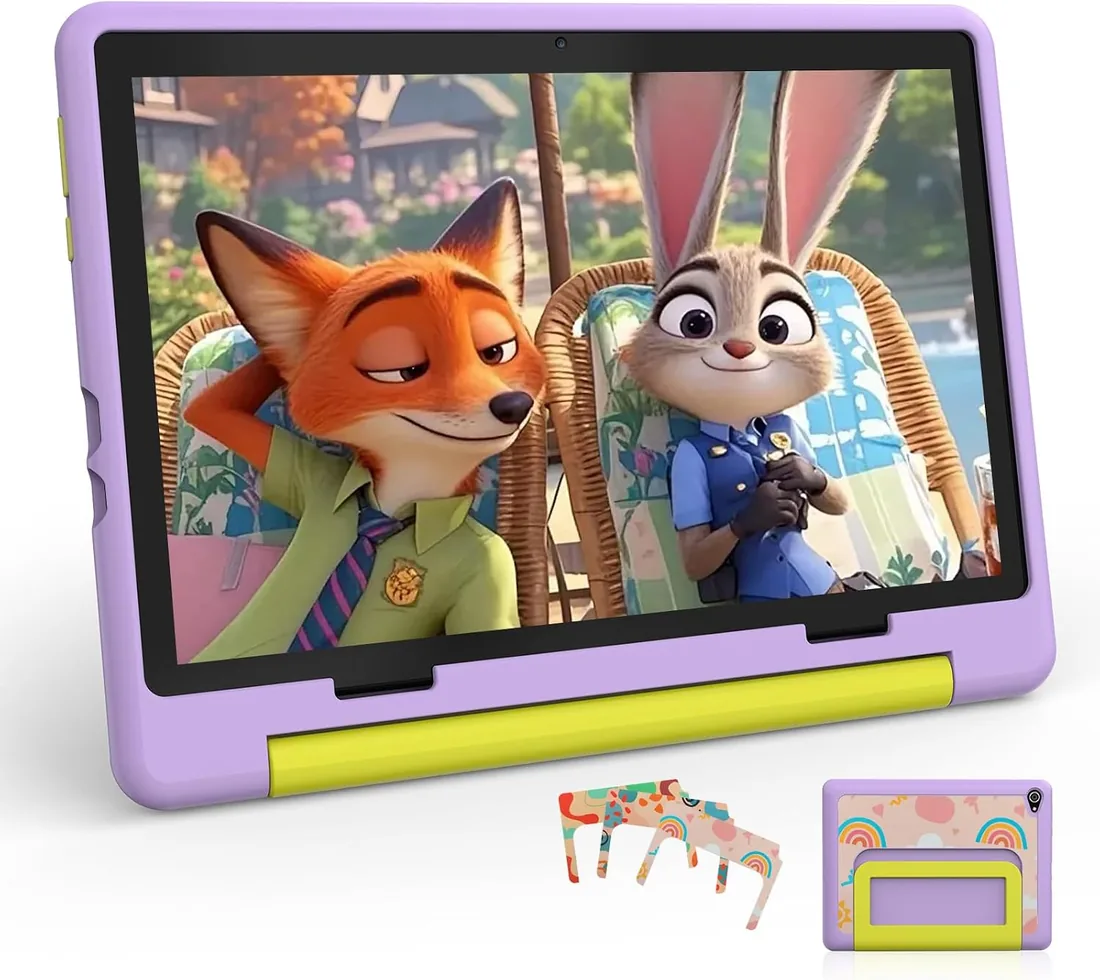Tablet 10 Pulgadas Android 16, 24GB RAM 64GB ROM Control Parental | Pantalla IPS HD 1280×800, Batería 6000mAh, WiFi 6, Bluetooth 5.4, Tablet para Aprendizaje, Vídeos y Juegos, Morado foto 3