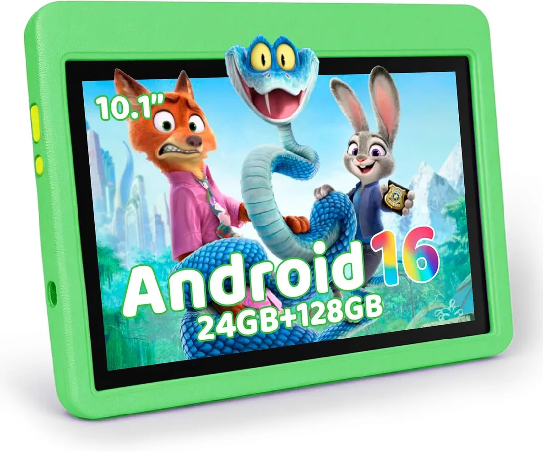 Tablet para Niños 10 Pulgadas, Tablet Infantil Android 16 Cinco Núcleos, 24GB RAM 128GB ROM, Pantalla IPS HD 1280×800, Batería 6000mAh, Control Parental, WiFi 6 Bluetooth (Verde) foto 2