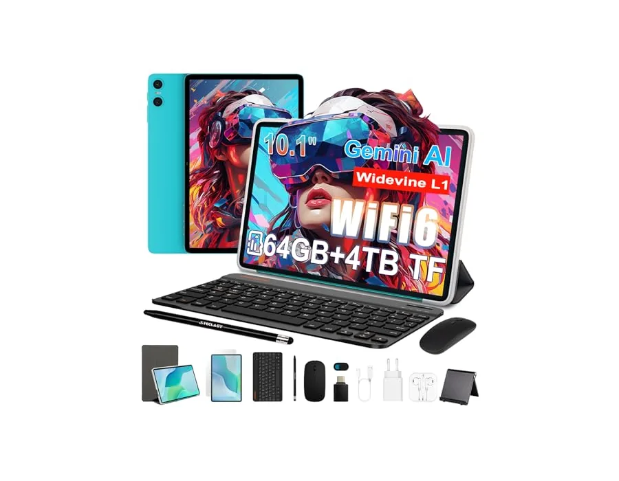 TECLAST P33 Tablet 10 Pulgadas Gemini AI, Android Tableta con 10 Accesorios, 64GB+4TB TF, 2GHz Octa-Core, Widevine L1, WiFi 6, 6000mAh/BT5.4/OTG, Tablet con Teclado+Lápiz+Funda+Rat foto 2