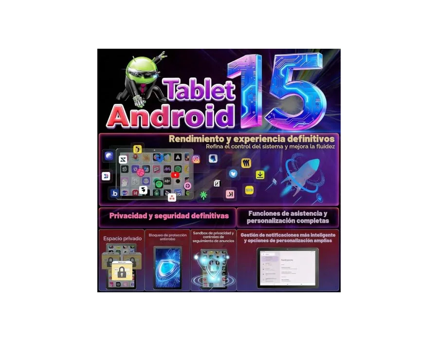 Tablet 10 Pulgadas, Tableta Android 15, T30 0cta-Core, 18GB RAM+ 128GB ROM foto 3