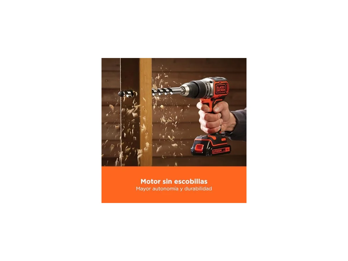 BLACK+DECKER Taladro percutor sin escobillas de 18V y 2 marchas, 28.000 BPM, 52Nm de par, incluye 2… foto 3