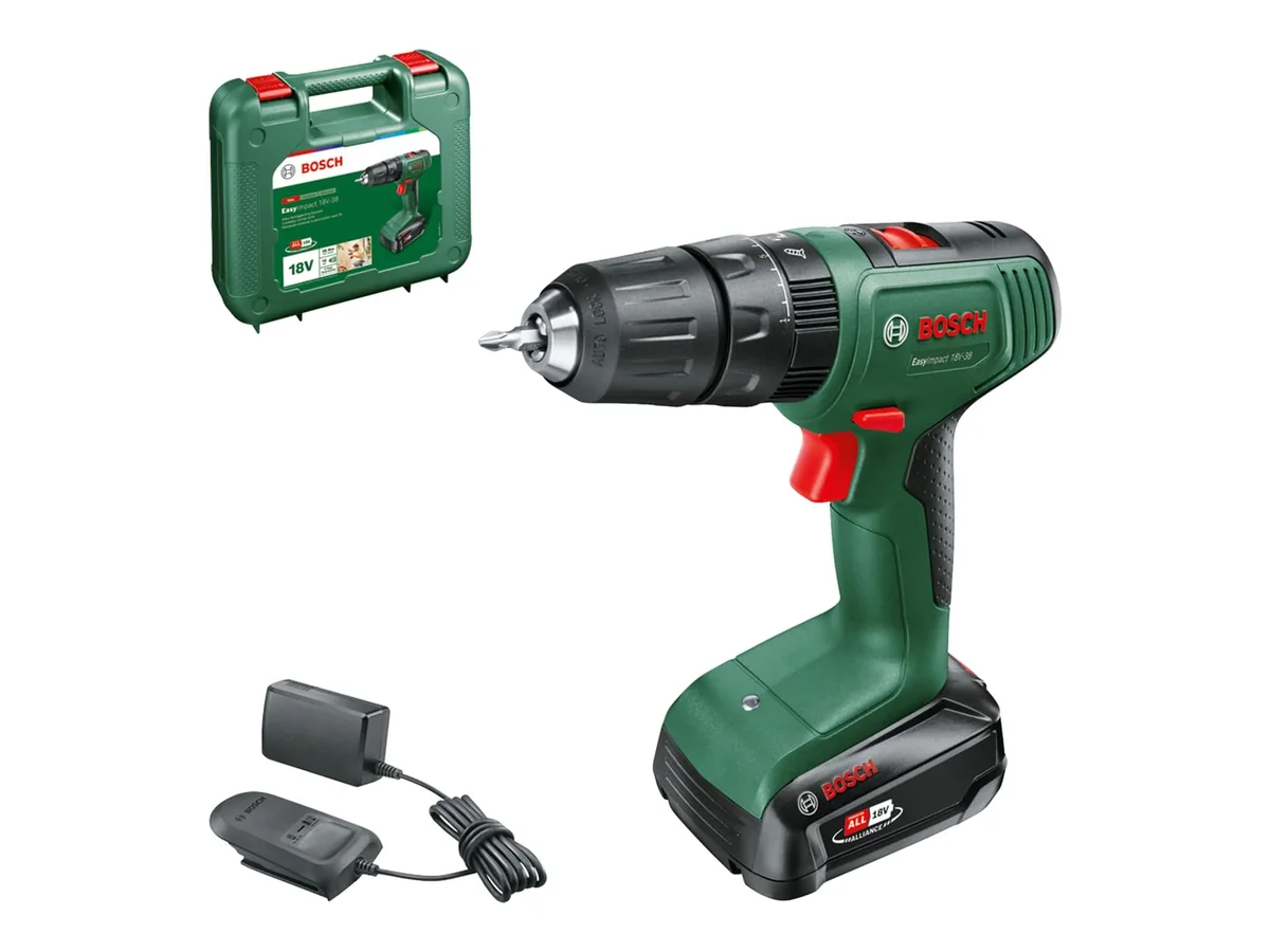 Bosch taladro percutor a batería EasyImpact 18V-38 (1 batería de 2,5 Ah; sistema de 18 V; en maletín de…