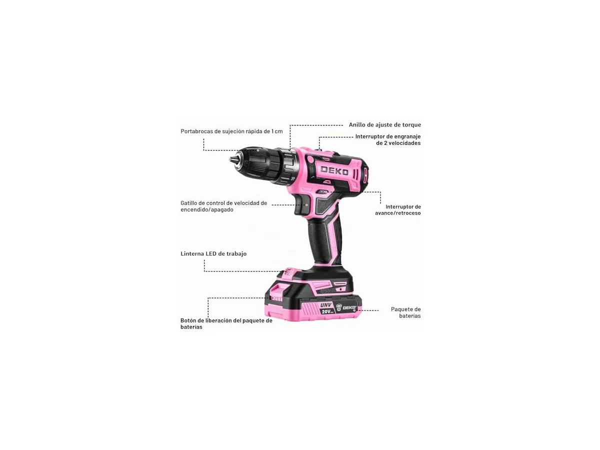 Taladro Inalámbrico, DEKOPRO 20V Taladro Atornillador Bateria con 1 Baterías y Cargador, 40 Nm, 2… foto 3