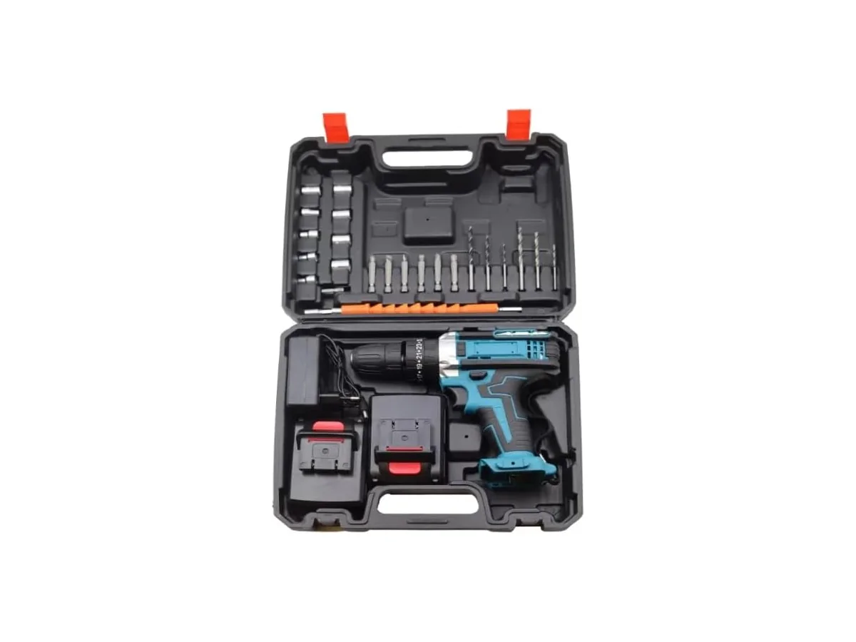 Set de taladro percutor inalambrico, con 2 baterias 21V 1,5 Ah, 25+3 Ajuste de Par, 2 Velocidad, Don…