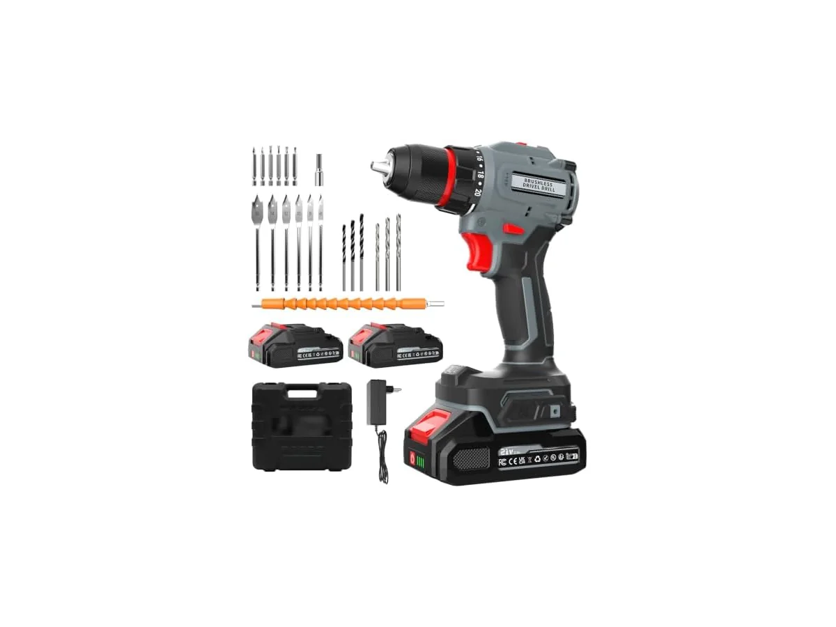 Taladro Atornillador Batería Sin Escobillas,55 Nm Máx,21V taladro bateria con 2 Baterías 2.0Ah… foto 2