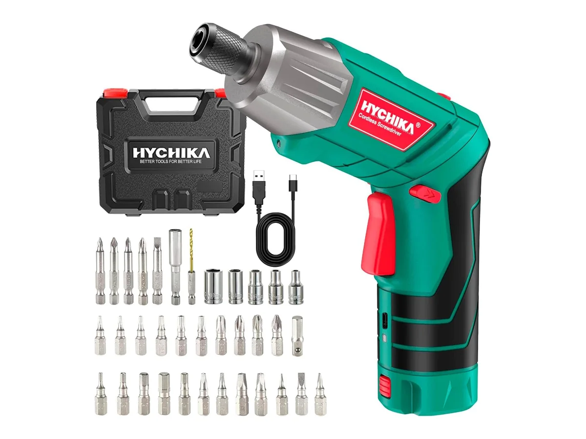 HYCHIKA Atornillador Eléctrico 6Nm, Destornillador Eléctrico (Máximo Par 6 N.m, 3.6V, 2.0Ah) LED Luz…