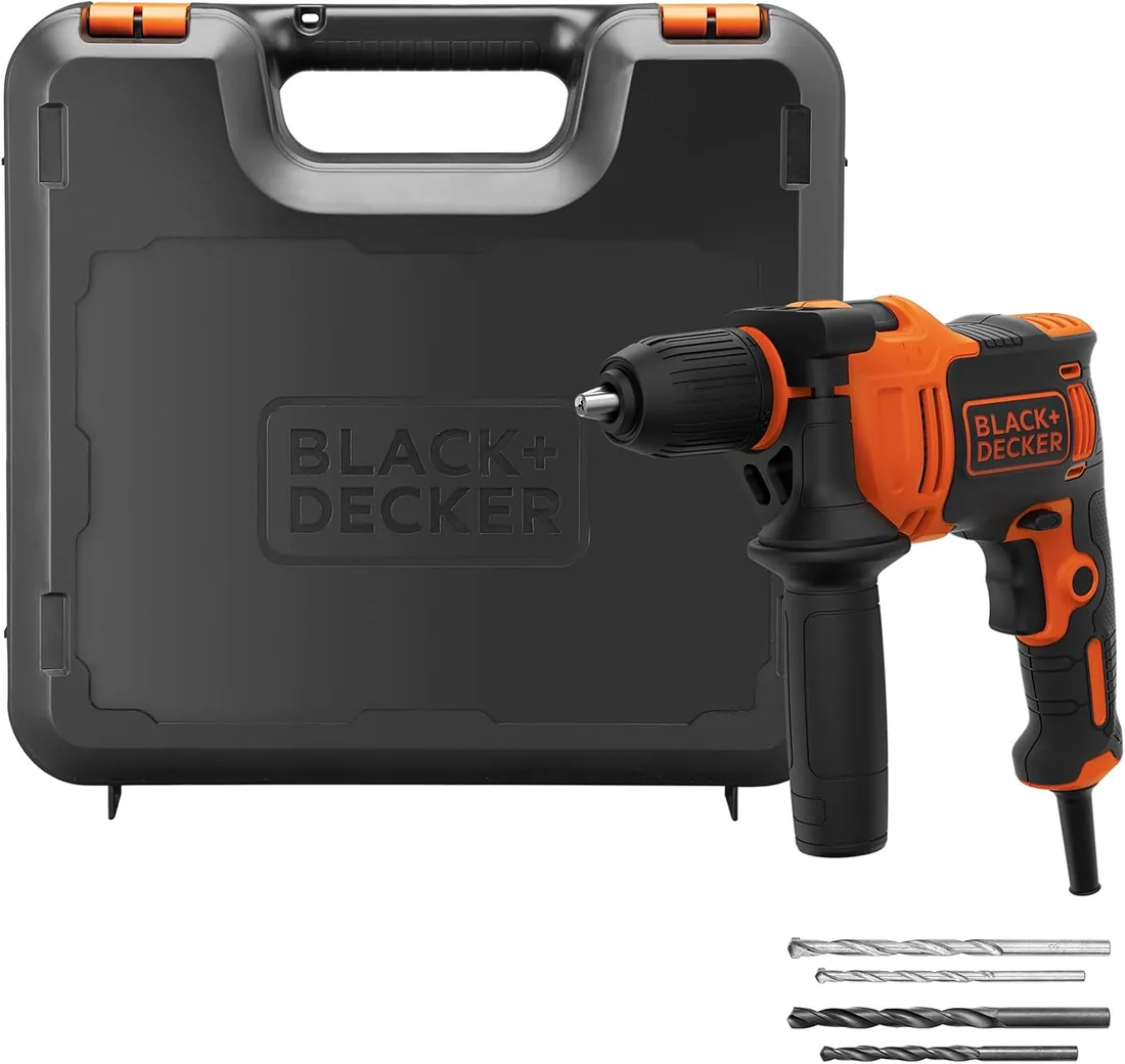 BLACK+DECKER 710W Taladro percutor con cable de alto rendimiento, 0-2800 RPM, con 4 brocas y caja de kits, BEH710K-QS foto 3