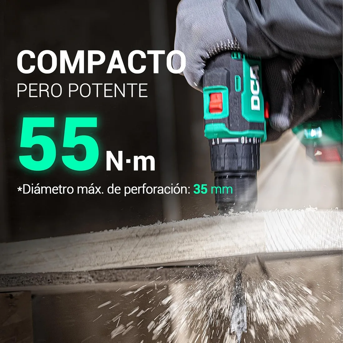 DCA Taladro Percutor Inalámbrico Sin Escobillas 20V, 55Nm ADJZ2055i | Mandril Todo Metal de 13mm, 18+2 Configuraciones de Par (0-450/1800RPM), Diseño Compacto con 2*2.0Ah y Cargador foto 3