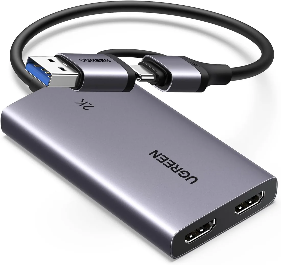 UGREEN Capturadora Vídeo HDMI 4K30Hz 1080P HD 60FPS Entrada USB A C Capture | USB C USB A Tarjeta Capture para Streaming Juegos OBS Compatible con PC Switch PS5 Xbox MacBook iPad Cámara