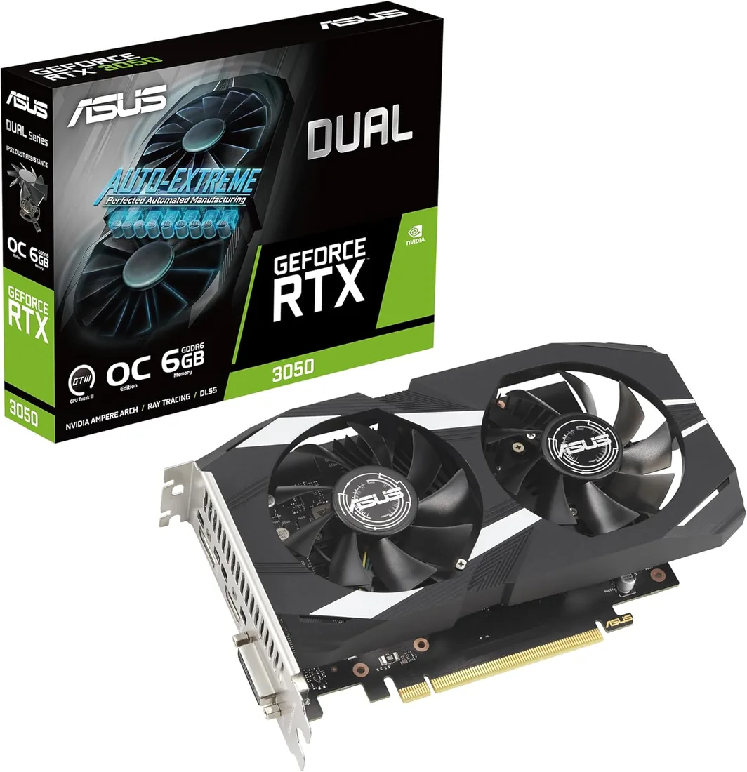 ASUS Dual GeForce RTX 3050 OC Edition 6GB GDDR6 - Tarjeta gráfica | Resistencia al polvo IP5X, soporte de acero inoxidable, PCIe 4.0, DLSS 3, HDMI 2.1, DisplayPort 1.4a, DVI-D foto 2