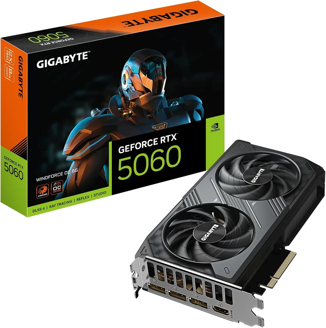 GIGABYTE GeForce RTX 5060 WINDFORCE OC 8G Tarjeta Gráfica - 8GB GDDR7, 128bit, PCI-E 5.0, 2512 MHz Frecuencia del núcleo, 3 x DisplayPort, 1 x HDMI, GV-N5060WF2OC-8GD foto 3
