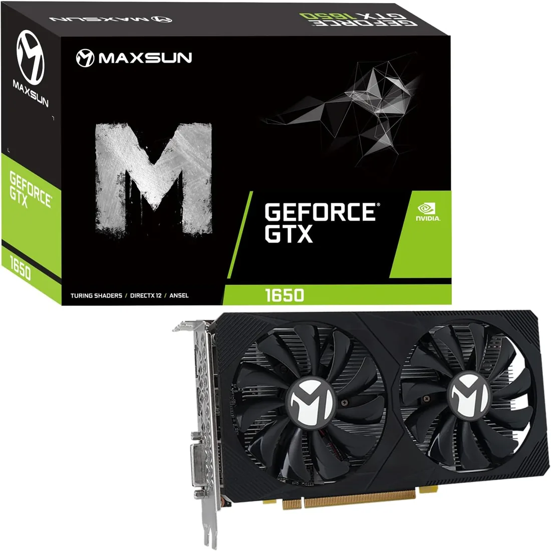 MAXSUN Geforce GTX 1650 - Tarjeta gráfica para Videojuegos (4 GB, GDDR6, 128 bits), Doble Ventilador 4K, HDMI/DP/DVI, HDCP Direct X12