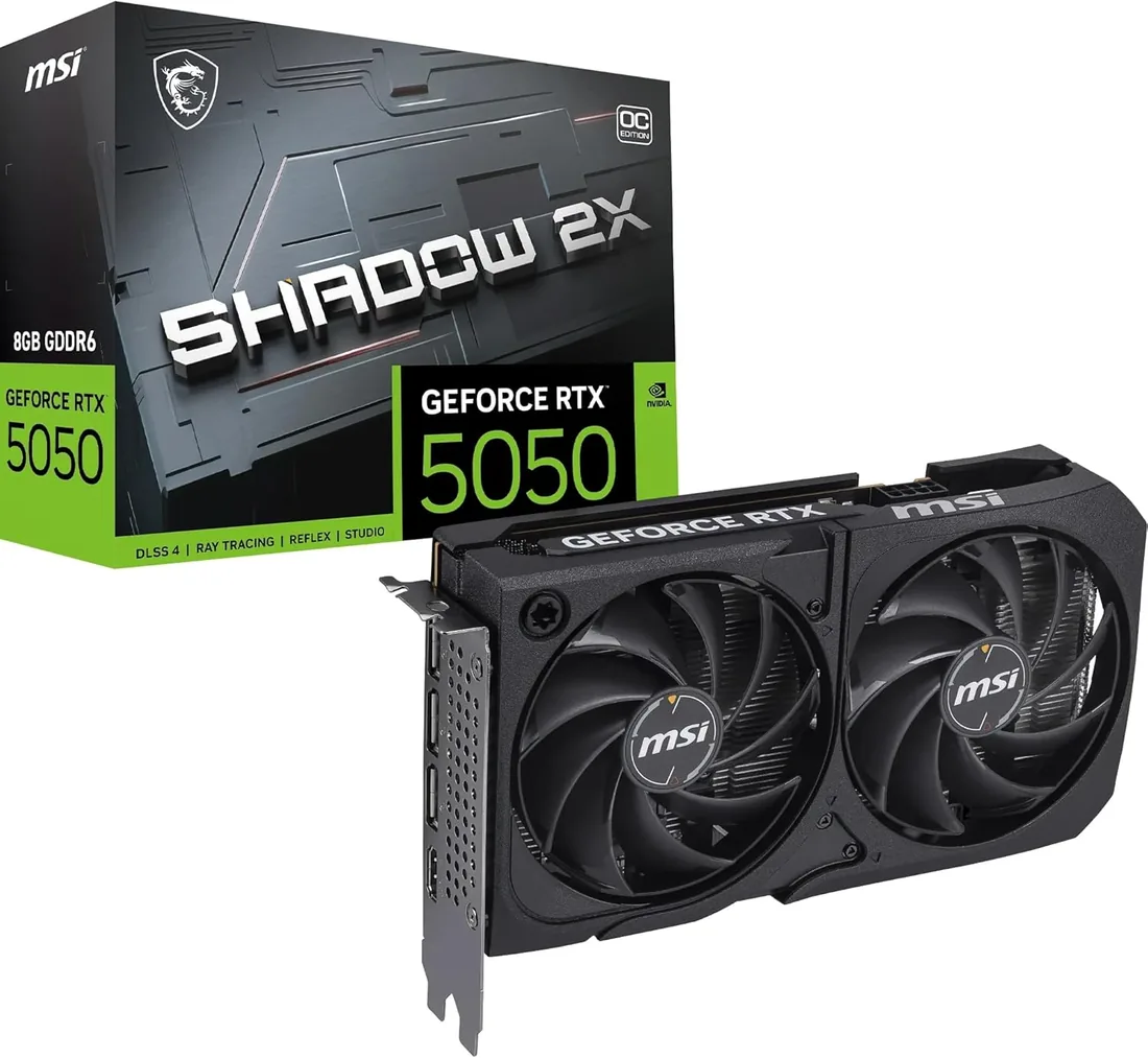 MSI GeForce RTX 5050 8G Shadow 2X OC - Tarjeta gráfica RTX 5050, 8GB GDDR6, PCIe 5.0, Diseño térmico Doble Torx Fan 5.0, HDMI 2.1b foto 2