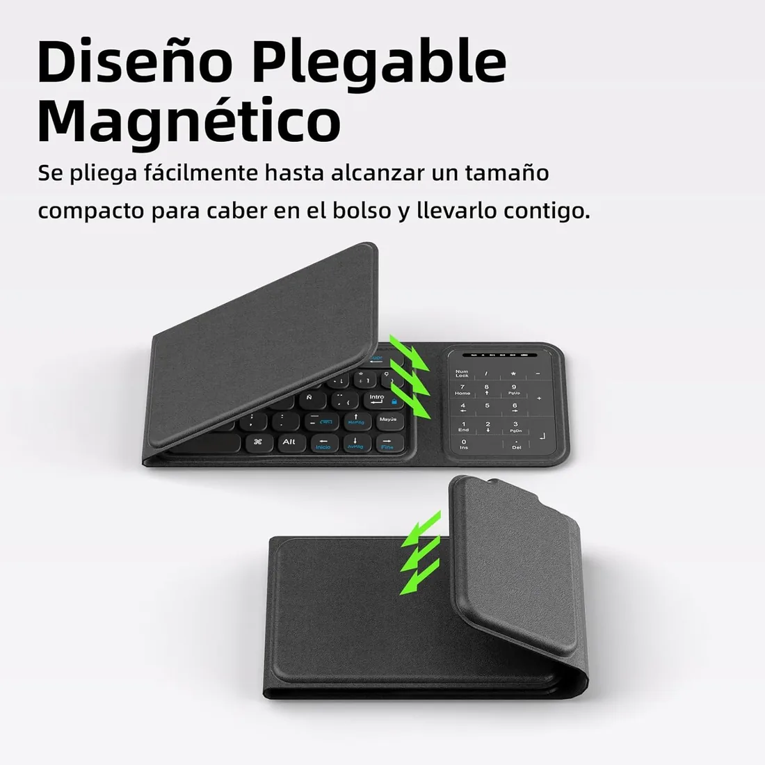 Bettdow Plegable Teclado Español Ñ, Teclado Plegable Bluetooth con Panel Táctil y Teclados Numérico, USB-C Recargable Mini Teclado para Windows/iOS/Android/Smartphones/Tabletas y Portátiles, Negro foto 2