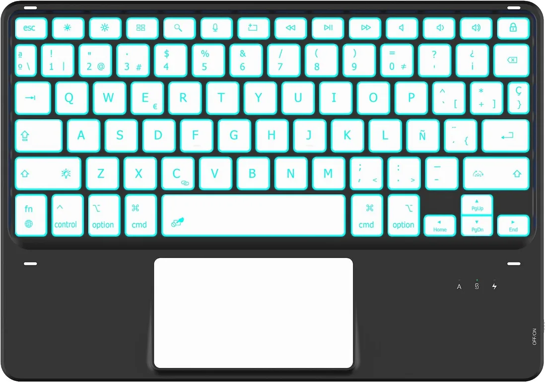 CACOE Teclado Bluetooth con Touchpad, Retroiluminado [Español], Negro