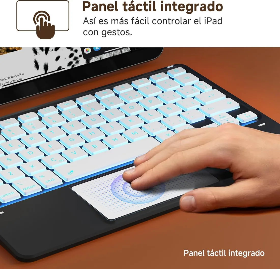 CACOE Teclado Bluetooth con Touchpad, Retroiluminado [Español], Negro foto 3