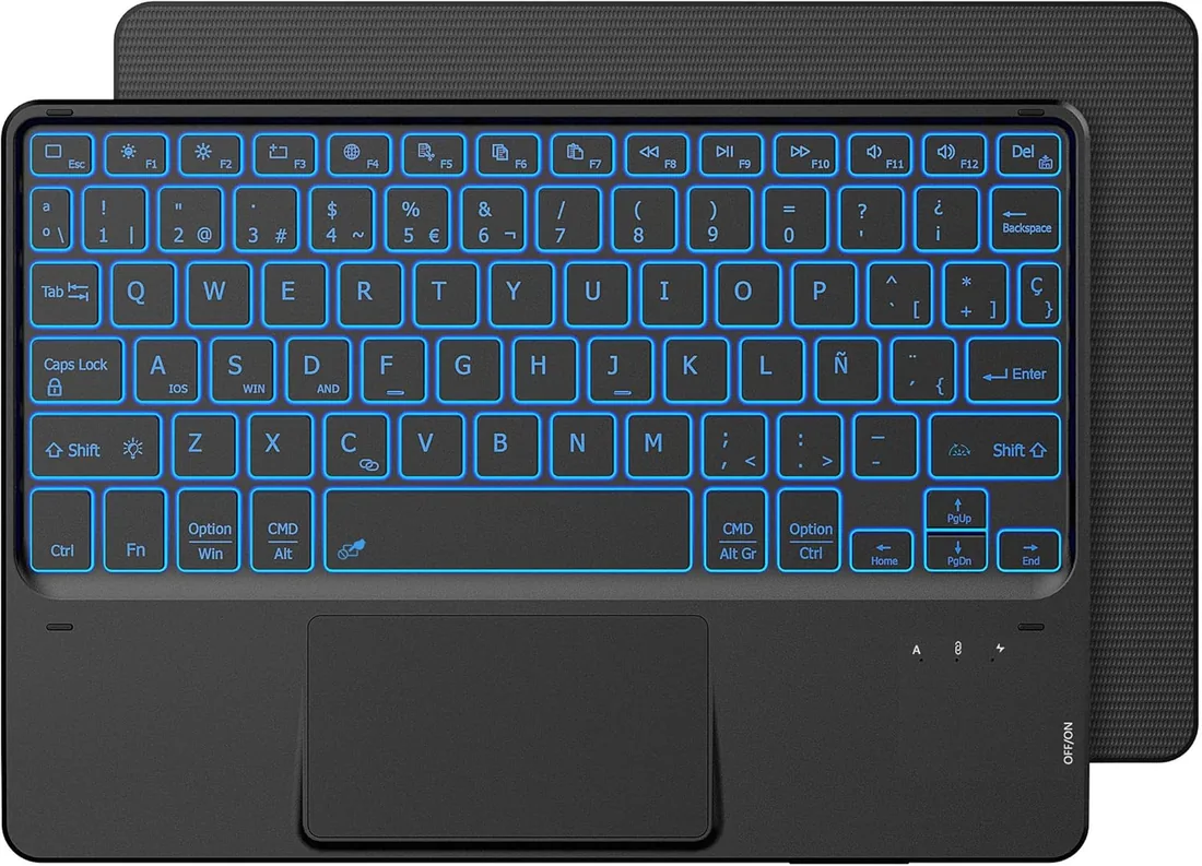 CACOE Teclado Bluetooth para iPad con Touchpad, Retroiluminado, Negro