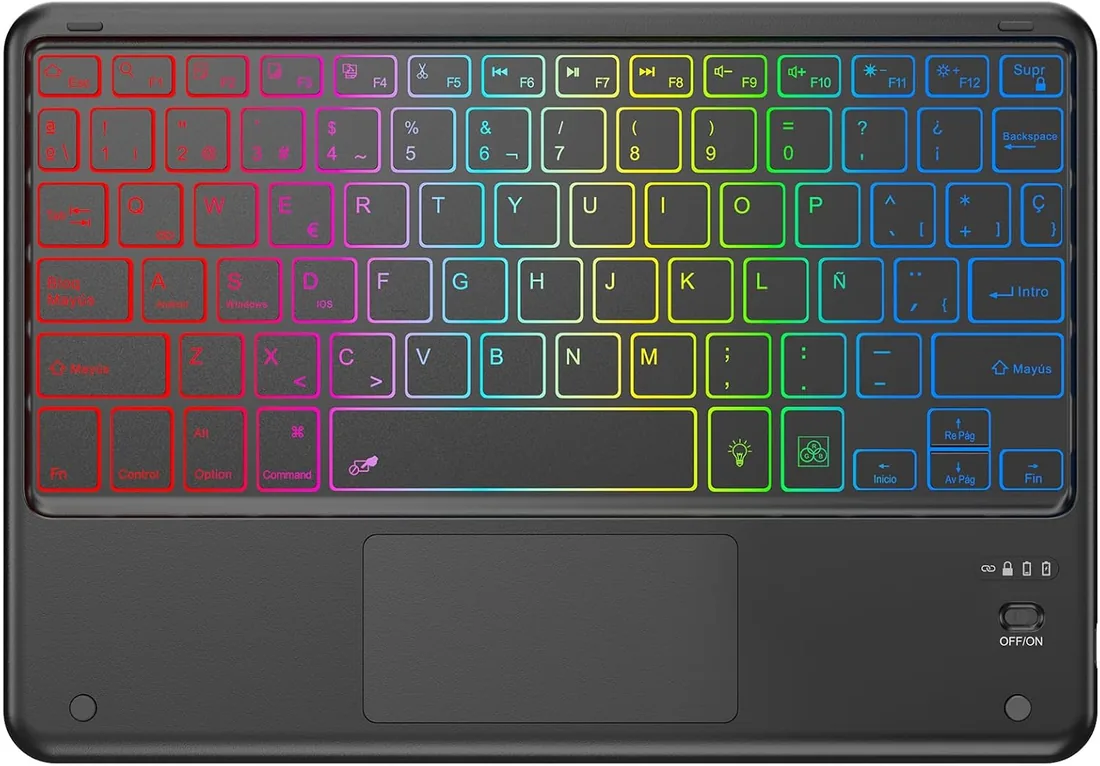 KBCASE Teclado Bluetooth con Touchpad, Teclado Inalámbrico Español
