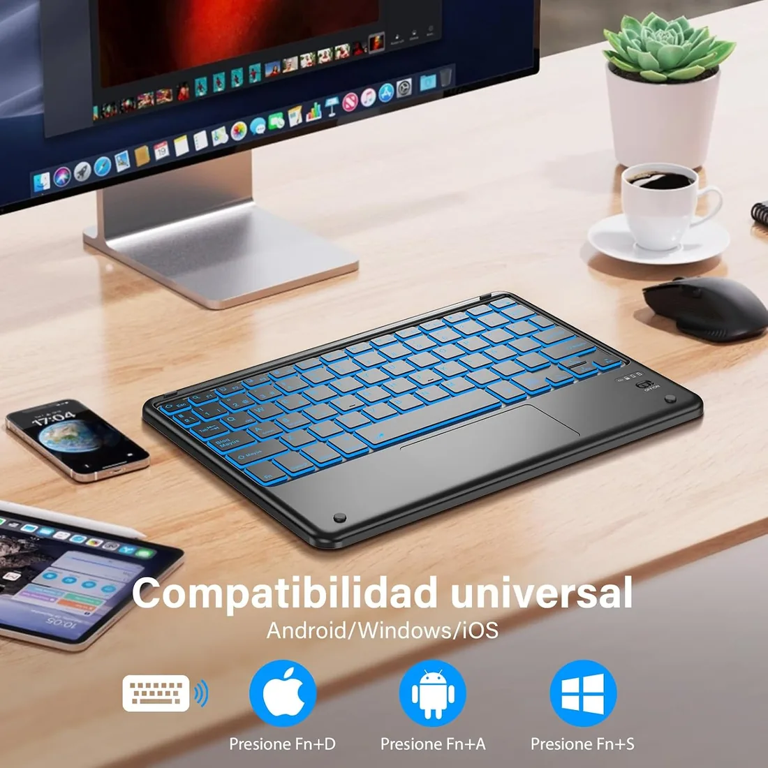 KBCASE Teclado Bluetooth con Touchpad, Teclado Inalámbrico Español foto 2