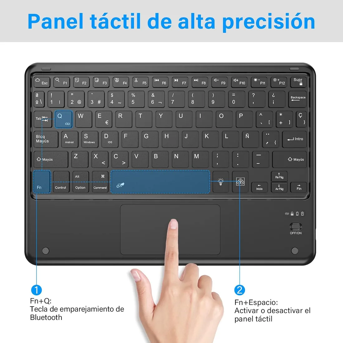 KBCASE Teclado Bluetooth con Touchpad, Teclado Inalámbrico Español foto 3