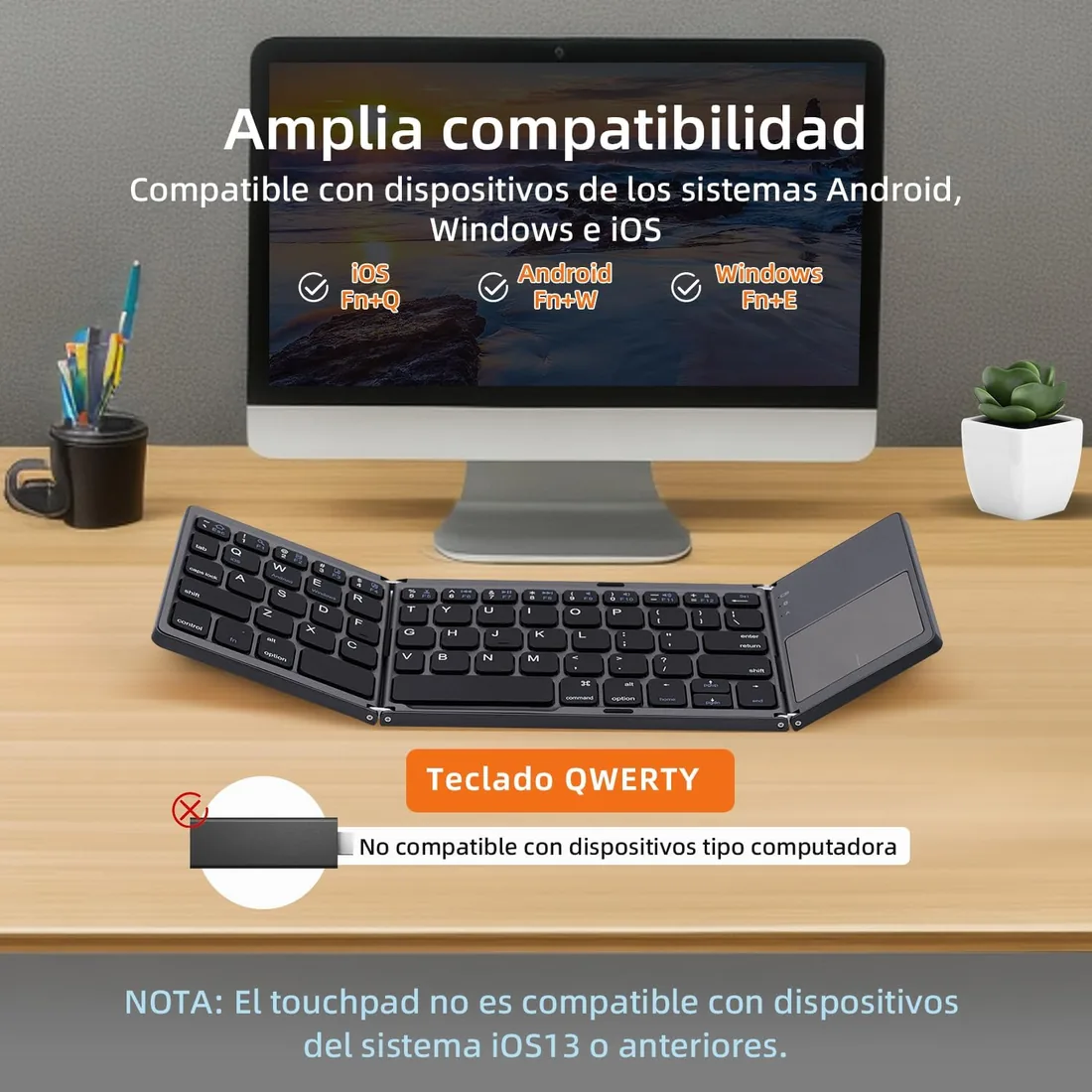 Mcbazel Teclado Bluetooth Plegable,Teclado Inalámbrico Portátil Ultra Delgado con Teclado Numérico, Compatible con Mac, iOS, Android, Windows foto 3