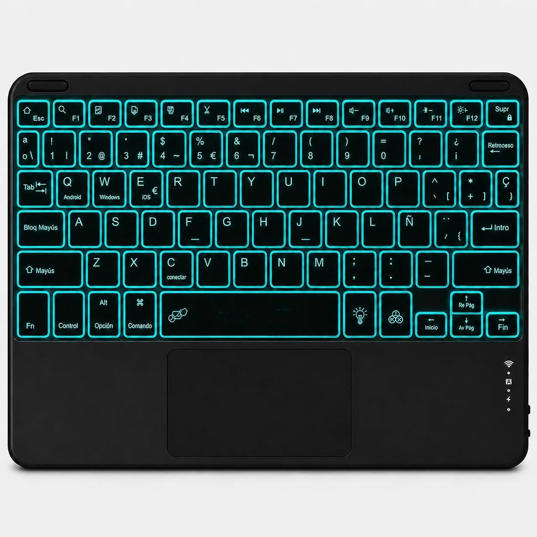Teclado Bluetooth con Touchpad para iPad,Teclado Español Ñ Luz para Tablets