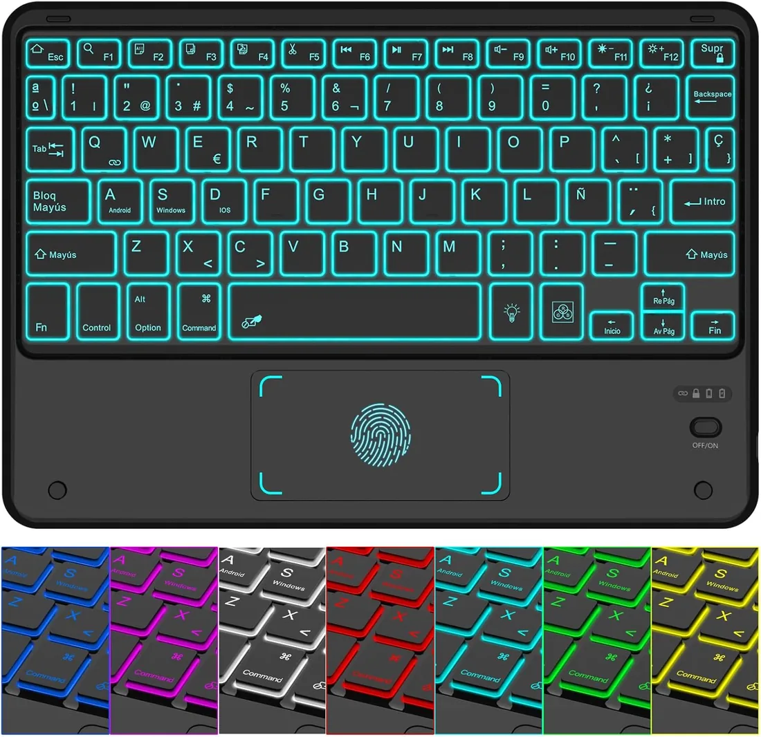 Teclado Bluetooth Español con Touchpad, Light Teclado Inalámbrico Portátil