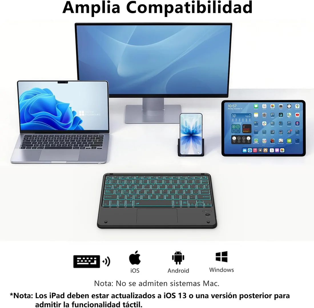 Teclado Bluetooth Español con Touchpad, Light Teclado Inalámbrico Portátil foto 2