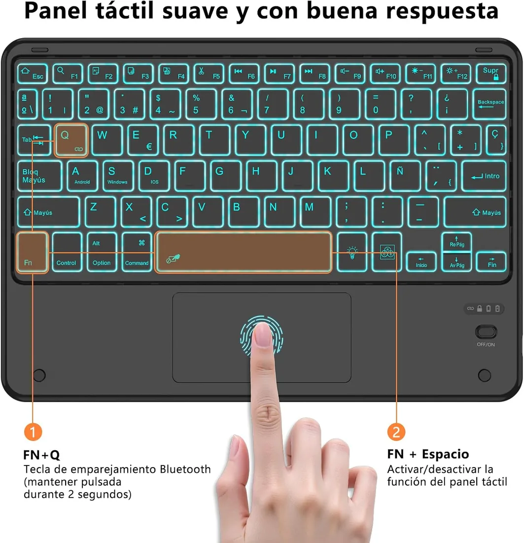 Teclado Bluetooth Español con Touchpad, Light Teclado Inalámbrico Portátil foto 3