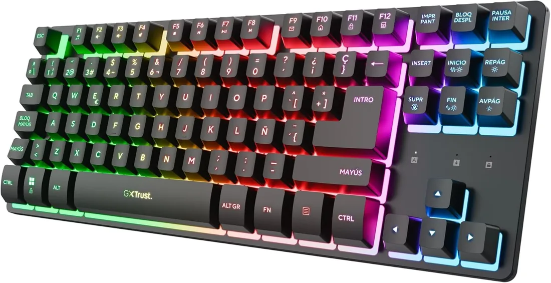 GXTrust Dothix Teclado Inalámbrico TKL 80% QWERTY Español, Negro | Retroiluminado RGB, 2.4GHz, 420 Horas de Juego, Teclado Gaming LED para Windows, Mac, PC, Ordenador, Portátil foto 3