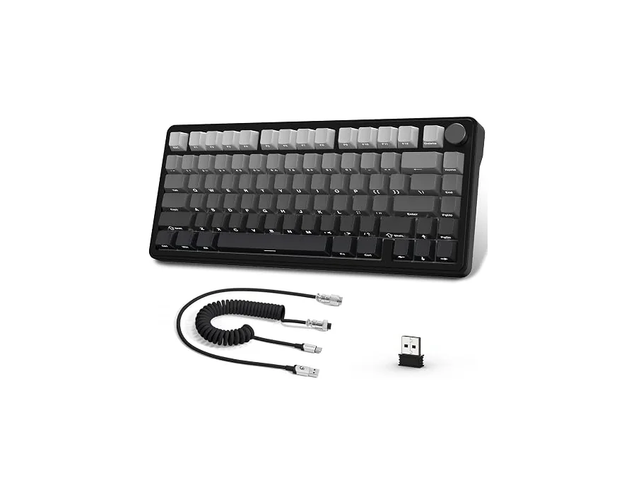 AJAZZ x Attack Shark X85 Teclado Mecánico de Junta,75% Teclado Inalámbrico para Juegos con Knob,Acolchado de 5 Capas,PBT Side-Printed Keycap,BT/2,4G/USB-C,Interruptor Lineal,Hot-Sw foto 2