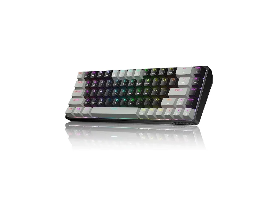 Dierya DK68 Teclado Mecánico Gaming Inalámbrico,60% Layout Compacto 68 Teclas con Triple Modo-Bluetooth/2.4G/Type-C,Red Switch Gamer Mechanical RGB Keyboard para PC/Win/Mac,QWERTY, — Ref. DJRQ